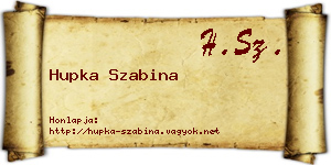 Hupka Szabina névjegykártya